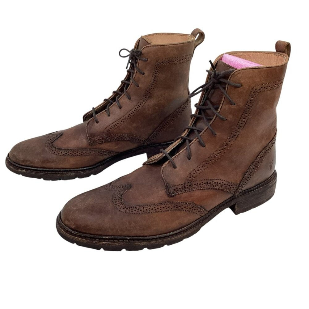 John A Frye Earl Wingtip Mens 13D Leather Lace-Up Boots Made In Mexico Vintage S
